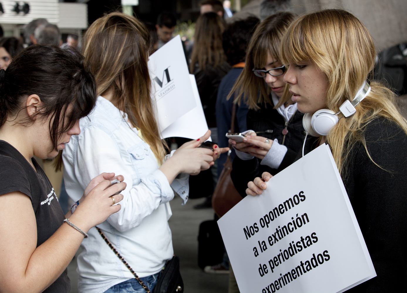 Concentración del 3 de mayo de 2012, en Madrid, por un periodismo digno. Foto: Miguel Ángel Benedicto/APM.